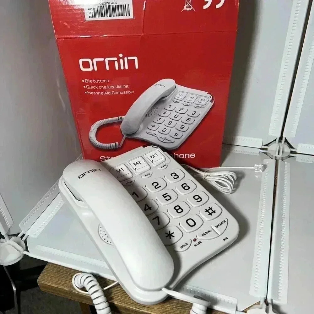 Ornin S016+ Big Button Corded Stationary Telephone W/ Speaker For Seniors White